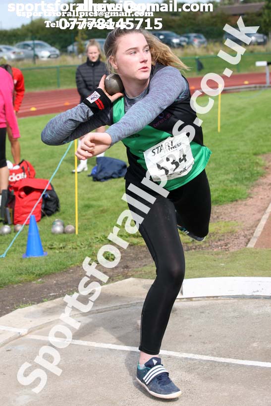 Womens under-17s shot putt, Northern Under-17s/U-15s and U13s Champs, Leigh Sports Village, Leigh. Photo: David T. Hewitson/Sports for All Pics